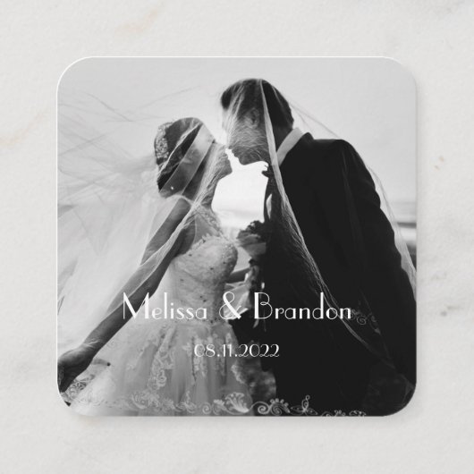 Scan me naar RSVP Wedding QR Code Foto Reactie Vierkante Visitekaartje (Achterkant)