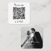 Scan me naar RSVP Wedding QR Code Foto Reactie Vierkante Visitekaartje (Voorkant / Achterkant)