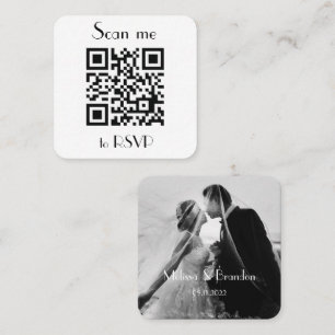 Scan me naar RSVP Wedding QR Code Foto Reactie Vierkante Visitekaartje