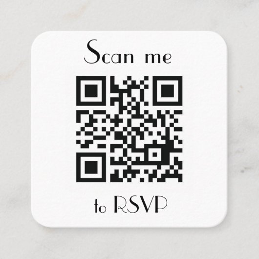 Scan me naar RSVP Wedding QR Code Foto Reactie Vierkante Visitekaartje (Voorkant)
