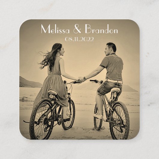 Scan me naar RSVP Wedding QR Code Foto Reactie Vierkante Visitekaartje (Achterkant)