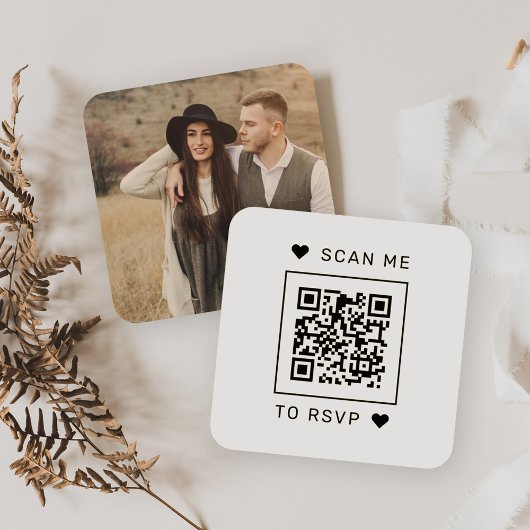 Scan me naar RSVP Wedding QR Code Response Vierkante Visitekaartje