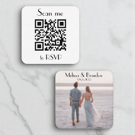 Scan me naar RSVP Wedding QR Code Response Vierkante Visitekaartje