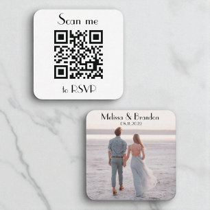Scan me naar RSVP Wedding QR Code Response Vierkante Visitekaartje