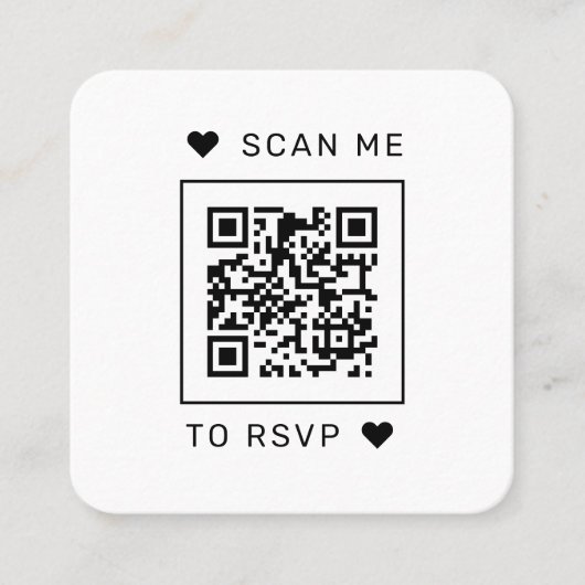 Scan me naar RSVP Wedding QR Code Response Vierkante Visitekaartje (Voorkant)