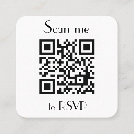 Scan me naar RSVP Wedding QR Code Response Vierkante Visitekaartje (Voorkant)
