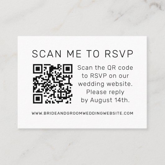 Scan me naar RSVP Wedding QR Code RSVP Visitekaartje (Voorkant)