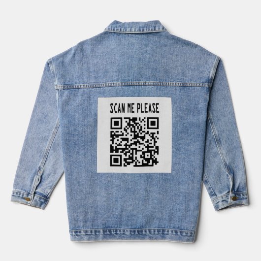 Scan me please QR-code - Glimlach, het is gratis Denim Jacket (Achterkant)
