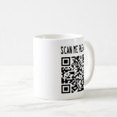 Scan me please QR-code - Glimlach, het is gratis Koffiemok (Voorkant rechts)