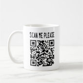 Scan me please QR-code - Glimlach, het is gratis Koffiemok (Links)