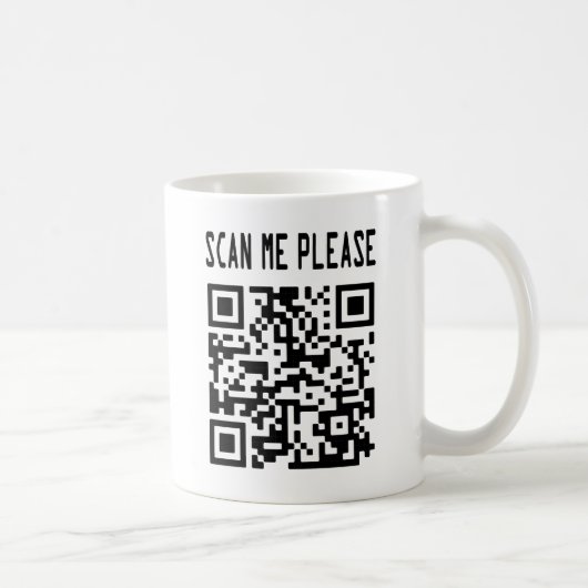 Scan me please QR-code - Glimlach, het is gratis Koffiemok (Rechts)