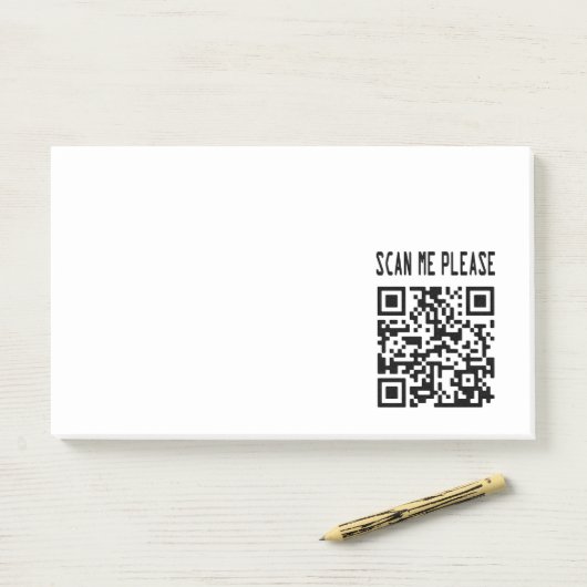 Scan me please QR-code - Glimlach, het is gratis Post-it® Notes (Op bureau)