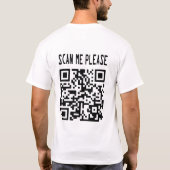 Scan me please QR-code - Glimlach, het is gratis T-shirt (Achterkant)