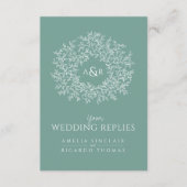 Scan me QR code bruiloft website monogram groen Informatiekaartje (Voorkant)