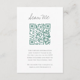 Scan me QR code bruiloft website monogram groen Informatiekaartje
