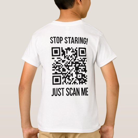 Scan me QR-code: kies elke dag vriendelijkheid T-shirt (Achterkant)