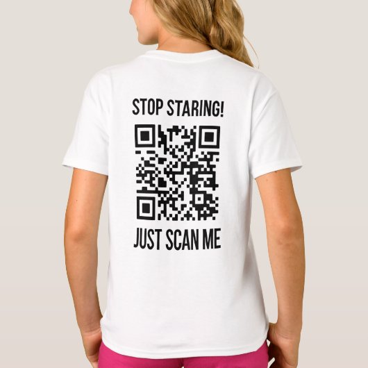 Scan me QR-code: kies elke dag vriendelijkheid T-shirt (Achterkant)