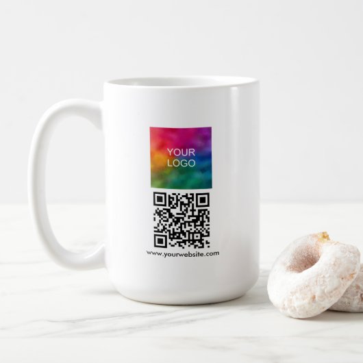 Scan Me QR Code Upload Logo Modern Promotional Koffiemok (Met donut)