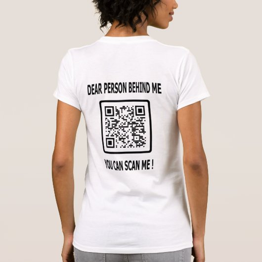 Scan me QR-code voor Inspirerend prijsopgave T-shirt (Achterkant)