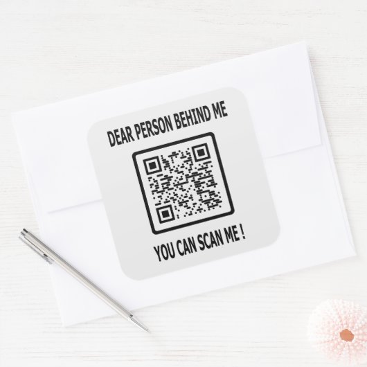 Scan me QR-code voor Inspirerend prijsopgave Vierkante Sticker (Envelop)