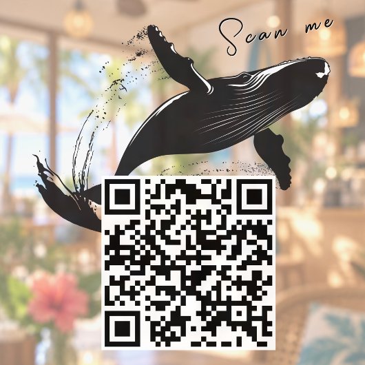 Scan me QR Code Whale Coworking Tech Office Raamsticker