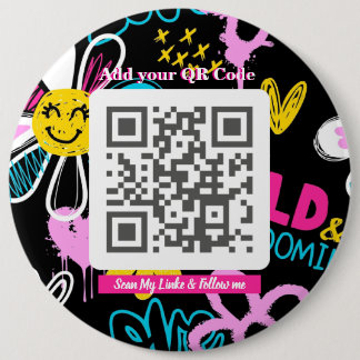 Scan Me QR-codeknop – Kleurrijk & Leuke Vormgeving Ronde Button 6,0 Cm