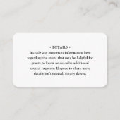 Scan me QR RSVP & Details Eenvoudig script bruilof Informatiekaartje (Achterkant)