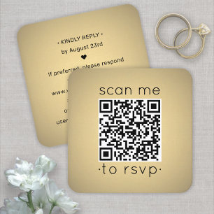 Scan Me QR RSVP Faux Gouden Folie Bruiloft Vierkan Informatiekaartje