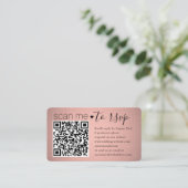 Scan Me QR RSVP Roze Rose Goud Foto Bruiloft Informatiekaartje (Staand voorkant)