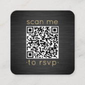 Scan Me QR RSVP Zwart & Goud Vierkant Bruiloft Informatiekaartje (Voorkant)