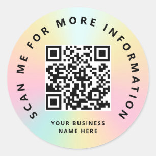 Scan me Rainbow Pastel Kleur QR-code scannable Ronde Sticker