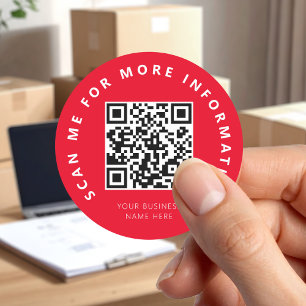 Scan me Red QR-code schaalbaar Ronde Sticker