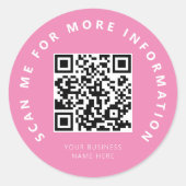 Scan me Roze QR-code schaalbaar Ronde Sticker (Voorkant)