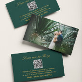 Scan me RSVP Emerald Green Gold Wedding QR Code Informatiekaartje