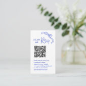 Scan me RSVP French Blue Wedding QR Code RSVP Informatiekaartje (Staand voorkant)