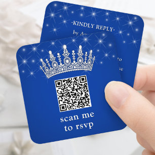 Scan Me RSVP QR Code Quinceañera Kroon Koninklijk Informatiekaartje