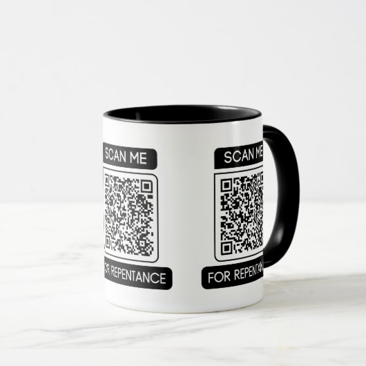 Scan me voor berouw acts 3:19-20 QR code Mok (Voorkant rechts)