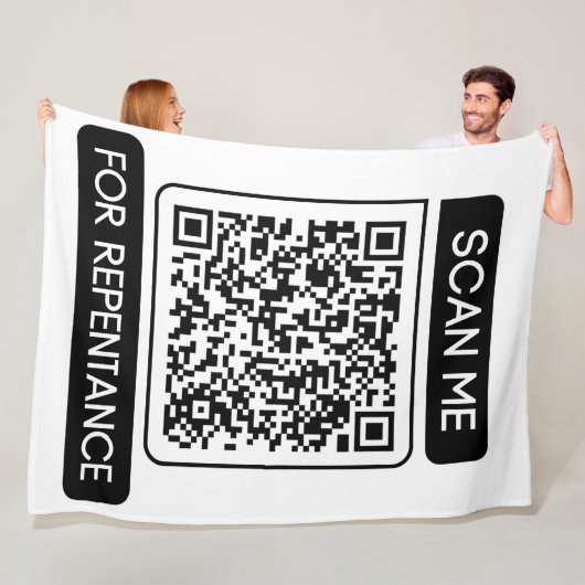 Scan me voor berouw QR code Fleece Deken (In situ)