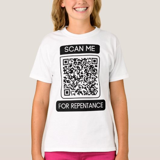 Scan me voor berouw QR Code Girl's T-shirt (Voorkant)