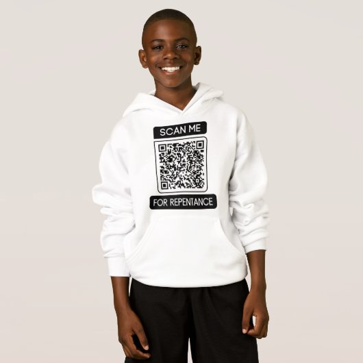 Scan me voor berouw QR code jongen (Voorkant volledig)