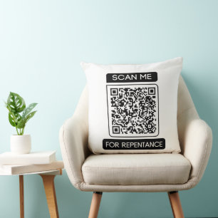Scan me voor berouw QR code Kussen