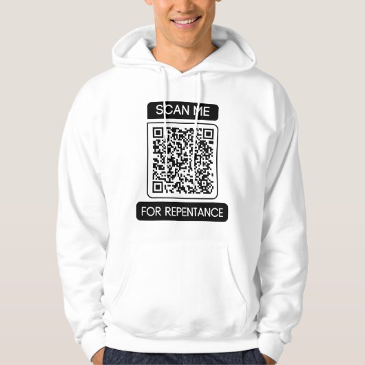 Scan me voor berouw QR code Mannen Hoodie (Voorkant)