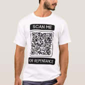 Scan me voor berouw QR-code Unisex T-shirt (Voorkant)