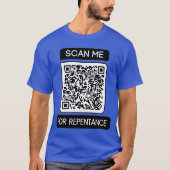 Scan me voor berouw QR-code Unisex T-shirt (Voorkant)