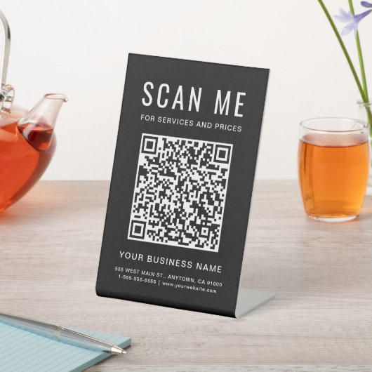 Scan mij QR-code Zwart Reclamebord Met Voetstuk (Insitu)