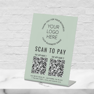 Scan naar Betalen 2 QR Codes Zakelijk Logo Sage Gr Reclamebord Met Voetstuk