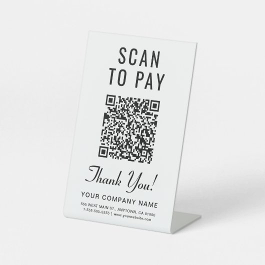 Scan naar Betalen Creëer Uw QR-code Reclamebord Met Voetstuk (Voorkant)