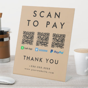 Scan naar betalen Venmo Cash App Paypal Multi QR-c Reclamebord Met Voetstuk