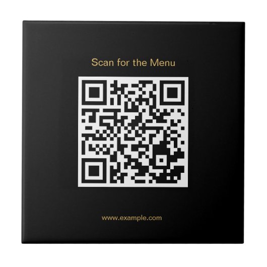 Scan naar de Menu Stylish QR Code Keramische Tegel Tegeltje (Voorkant)