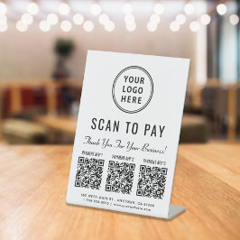 Scan naar PayPal 3 QR-codes voor betalingen Reclamebord Met Voetstuk